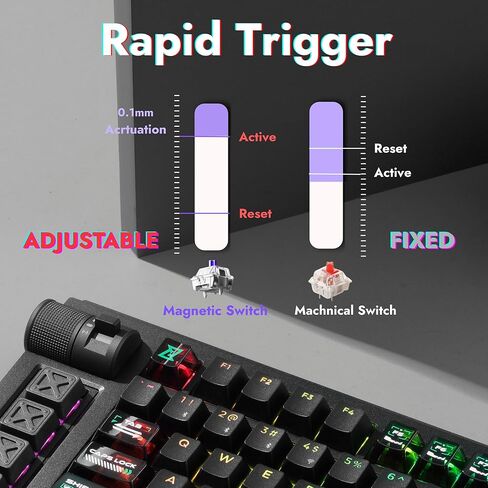لوحة مفاتيح ألعاب LEMOKEY L1 HE 75% Hall Effect RGB، هيكل ألومنيوم كامل، اتصال ثلاثي الأوضاع، مشغل سريع وتشغيل قابل للتعديل، قابل للتبديل السريع، مكون الويب، مع مقبض، لنظامي التشغيل Windows وMac in Kuwait