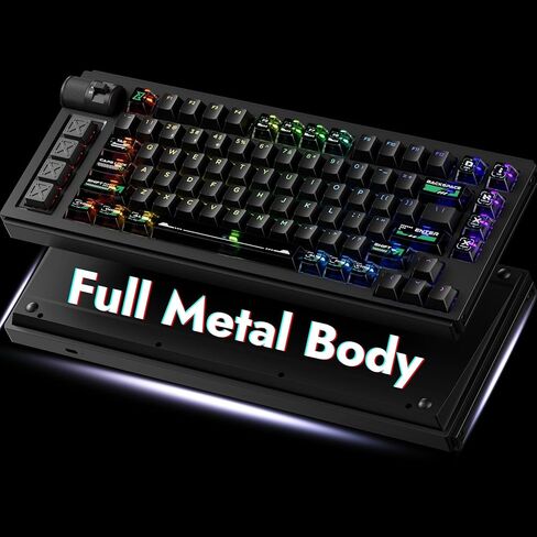 لوحة مفاتيح ألعاب LEMOKEY L1 HE 75% Hall Effect RGB، هيكل ألومنيوم كامل، اتصال ثلاثي الأوضاع، مشغل سريع وتشغيل قابل للتعديل، قابل للتبديل السريع، مكون الويب، مع مقبض، لنظامي التشغيل Windows وMac in Kuwait