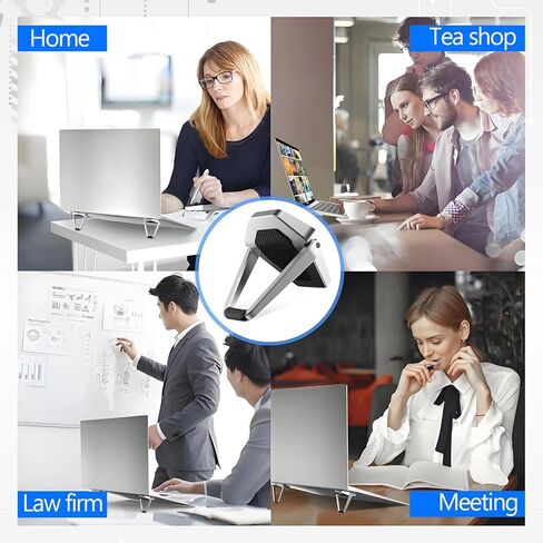 VALICLUD 2 Pcs Alloy Laptop Cooling Stand Adjustable Notebook PC Holder Portable Metal Computer Rack Silver Black for Desk Use in Kuwait