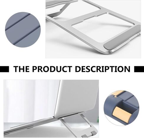 Aluminum Alloy Folding Laptop Cooling Rack Stand, Portable Hollow Notebook Holder for Home Office Use, Silver Compact Computer Support Tray in Kuwait