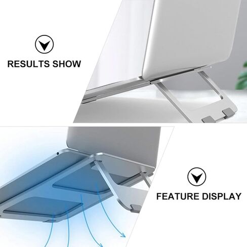 Aluminum Alloy Folding Laptop Cooling Rack Stand, Portable Hollow Notebook Holder for Home Office Use, Silver Compact Computer Support Tray in Kuwait