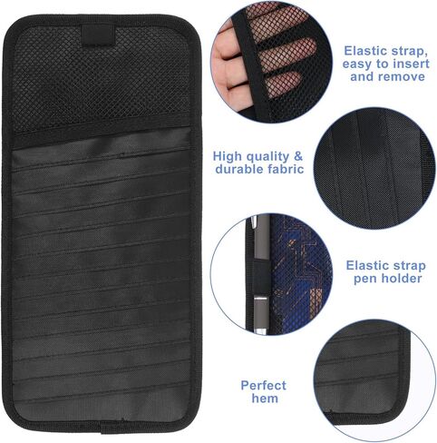Car CD Case Holder Car Visor CD Holder DVD Vehicle Visor Storage Orangizer Large Capacity Sun Visors Organizer for CDs Visors Case with 12 DVD Storage Sleeves Mesh Pocket Pen Holders and Elastic Strap in Kuwait