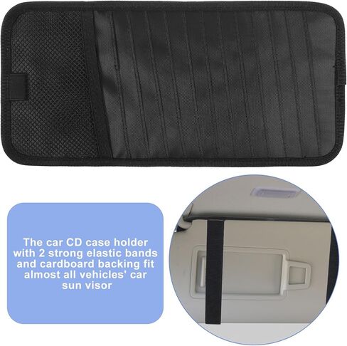 Car CD Case Holder Car Visor CD Holder DVD Vehicle Visor Storage Orangizer Large Capacity Sun Visors Organizer for CDs Visors Case with 12 DVD Storage Sleeves Mesh Pocket Pen Holders and Elastic Strap in Kuwait