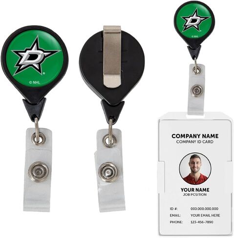دالاس ستارز NHL Team حامل شارة قابل للسحب، مشبك تذكرة، معرف بكرة in Kuwait