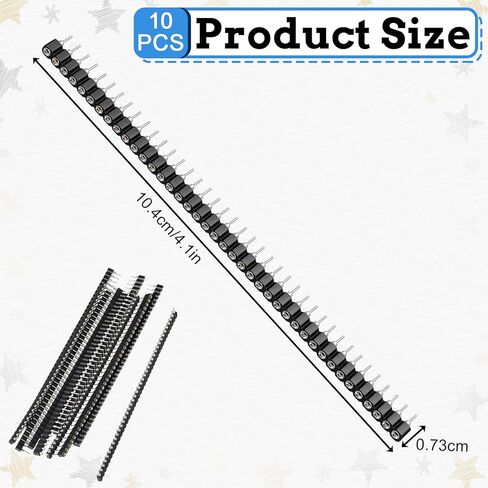 10 Pcs Single Row Round Headers Machine Pin, Male Round Pin Header Strip Breakaway Headers Pins for PCB IC Crystal Socket in Kuwait