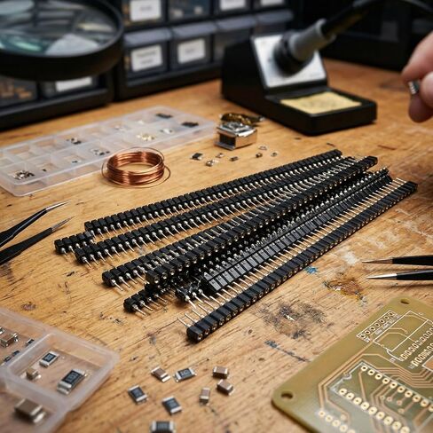 10 Pcs Single Row Round Headers Machine Pin, Male Round Pin Header Strip Breakaway Headers Pins for PCB IC Crystal Socket in Kuwait
