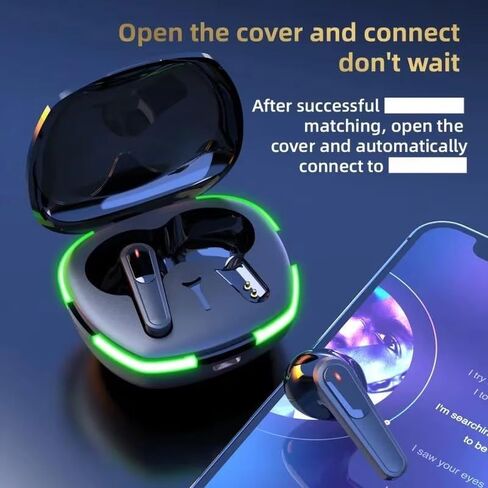 Pro60 TWS Wireless Earbuds with LED Breathing Light - Low Latency Gaming Headphone with Mic, Hands-Free Earphones in Kuwait