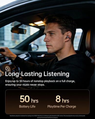 Open Ear Clip-On Earbuds, Wireless Bluetooth Ear Cuff Headphones, Ultra-Lightweight Snug Secure Fit, Glasses Friendly, AI Clear Calls, IPX5 Water-Resistant, 50H Playtime for Workout & Driving in Kuwait