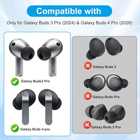 نصائح الأذن لسماعات Samsung Galaxy Buds 4 Pro وBuds3 Pro - أطراف سماعات أذن من السيليكون الناعم، نصائح بديلة لسماعات Galaxy Buds 3 Pro وBuds 4 Pro - SML in Kuwait