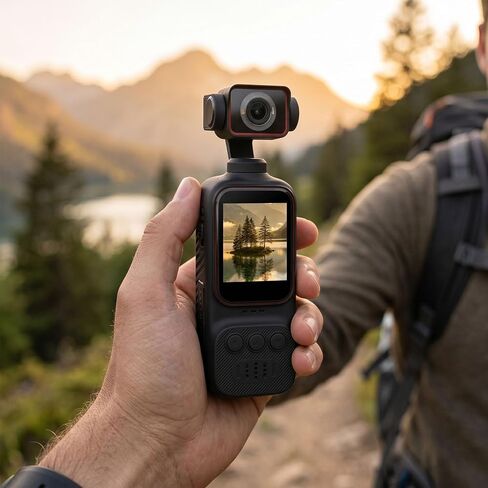 Tangxi 2K HD WiFi Action Camera, Handheld Vlogging Camera with 270 Rotating Lens, 2 Inch Display, Loop Recording, 7H Battery, Built in Condenser Mic, for Outdoor Sports in Kuwait