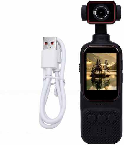 Tangxi 2K HD WiFi Action Camera, Handheld Vlogging Camera with 270 Rotating Lens, 2 Inch Display, Loop Recording, 7H Battery, Built in Condenser Mic, for Outdoor Sports in Kuwait