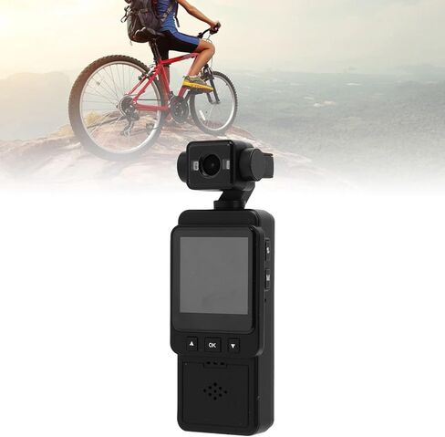 Zopsc Wearable Action Camera 1080P, WiFi Mini Body Camera with 360 Rotatable Lens, Color LCD Screen Motion Detection Clip On, Hands Free POV Camcorder for Travel Hiking in Kuwait