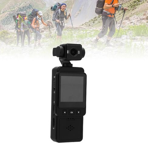 Zopsc Wearable Action Camera 1080P, WiFi Mini Body Camera with 360 Rotatable Lens, Color LCD Screen Motion Detection Clip On, Hands Free POV Camcorder for Travel Hiking in Kuwait
