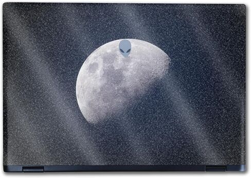 Glossy Glitter Laptop Skin Compatible with Alienware M16 R2 (2024) - Moon - Premium 3M Vinyl Protective Wrap Decal Cover - Easy to Apply | Crafted in The USA by MightySkins in Kuwait