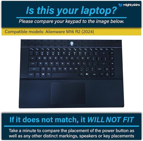 Glossy Glitter Laptop Skin Compatible with Alienware M16 R2 (2024) - Moon - Premium 3M Vinyl Protective Wrap Decal Cover - Easy to Apply | Crafted in The USA by MightySkins in Kuwait