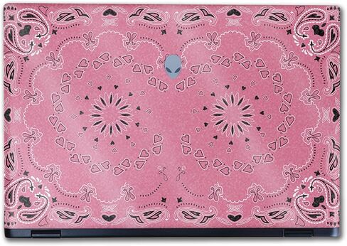 Glossy Glitter Laptop Skin Compatible with Alienware M16 R2 (2024) - Pink Bandana - Premium 3M Vinyl Protective Wrap Decal Cover - Easy to Apply | Crafted in The USA by MightySkins in Kuwait