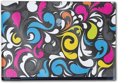 Glossy Glitter Laptop Skin Compatible with Alienware M16 R2 (2024) - Swirly - Premium 3M Vinyl Protective Wrap Decal Cover - Easy to Apply | Crafted in The USA by MightySkins in Kuwait