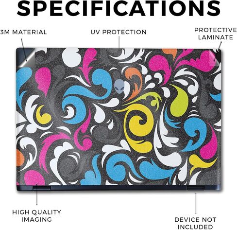 Glossy Glitter Laptop Skin Compatible with Alienware M16 R2 (2024) - Swirly - Premium 3M Vinyl Protective Wrap Decal Cover - Easy to Apply | Crafted in The USA by MightySkins in Kuwait
