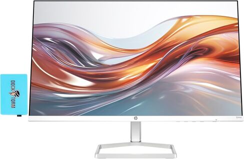 شاشة HP 24 بوصة FHD IPS (1920x1080) مع حزمة مكبرات الصوت مع قاعدة Docztorm، معدل تحديث 100 هرتز، 1x HDMI، VGA، خالية من الوميض، مضادة للتوهج، مثالية للمنزل والأعمال، أبيض/فضي (2026 أحدث طراز) in Kuwait