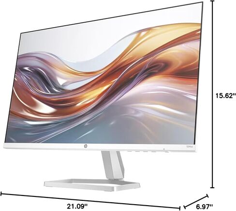 شاشة HP 24 بوصة FHD IPS (1920x1080) مع حزمة مكبرات الصوت مع قاعدة Docztorm، معدل تحديث 100 هرتز، 1x HDMI، VGA، خالية من الوميض، مضادة للتوهج، مثالية للمنزل والأعمال، أبيض/فضي (2026 أحدث طراز) in Kuwait