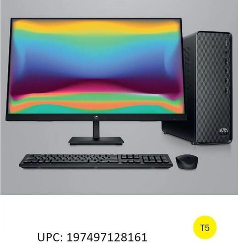 HP 27-inch Monitor, Slim Desktop Bundle, Intel Core i3-12100, 8GB RAM, 512GB SSD, Windows 11, Wireless Keyboard and Mouse, Full HD Display, Home and Office PC Setup in Kuwait