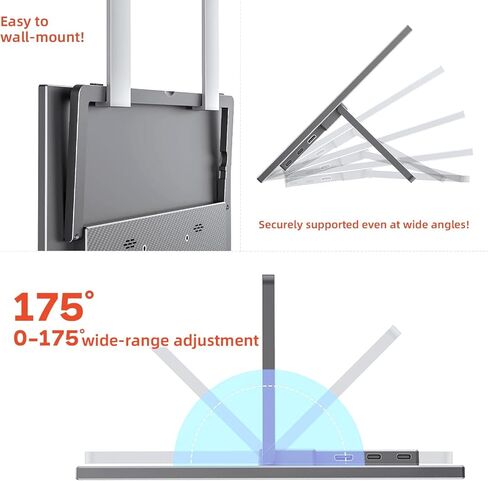 شاشة كمبيوتر محمول مقاس 13.5 بوصة مقاس 2256 × 1504 IPS، شاشة كمبيوتر محمول نحيفة وخفيفة الوزن مزدوجة USB C HDMI مع مكبرات صوت، شاشة سفر لجهاز الكمبيوتر الشخصي PS5/4 Xbox Switch in Kuwait