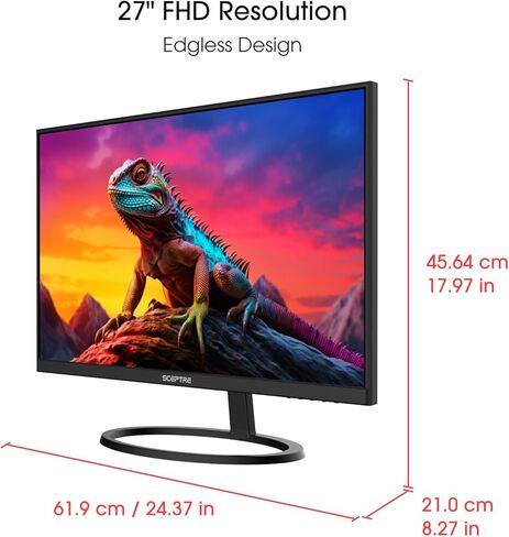 شاشة Sceptre مقاس 27 بوصة IPS 2K QHD 2560 x 1440 75 هرتز Edgeless DisplayPort HDMI مكبرات صوت مدمجة باللون الأسود in Kuwait