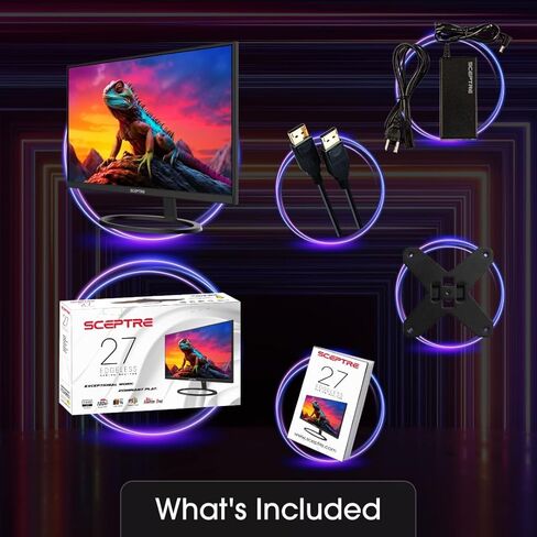 شاشة Sceptre مقاس 27 بوصة IPS 2K QHD 2560 x 1440 75 هرتز Edgeless DisplayPort HDMI مكبرات صوت مدمجة باللون الأسود in Kuwait