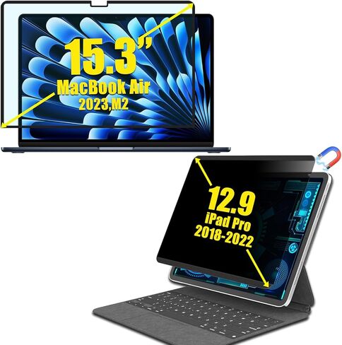 FILMEXT Magnetic iPad Pro 12.9 Privacy Screen Protector M1 M2 2022 2021 2018, Removable & Reusable Anti Spy Anti Glare Filter, Macbook Air 15 inch Screen Protector Anti-Glare Anti-Blue Light Filter in Kuwait