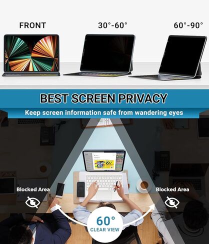 FILMEXT Magnetic iPad Pro 12.9 Privacy Screen Protector M1 M2 2022 2021 2018, Removable & Reusable Anti Spy Anti Glare Filter, Macbook Air 15 inch Screen Protector Anti-Glare Anti-Blue Light Filter in Kuwait