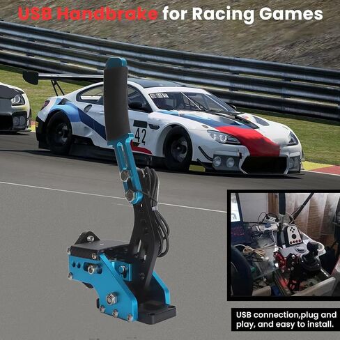 Professional 16 Bit USB Hand Brake PC Racing Game for G27 G29 G920 G923 T500 T300 FanatecoSW LFS Straight Rally Simulation Hand Brake Plate (BLUE) in Kuwait
