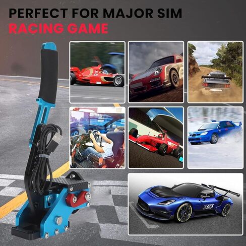 Professional 16 Bit USB Hand Brake PC Racing Game for G27 G29 G920 G923 T500 T300 FanatecoSW LFS Straight Rally Simulation Hand Brake Plate (BLUE) in Kuwait