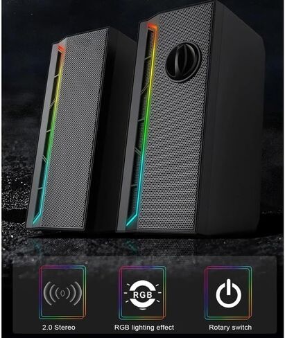 3.5 ملم Aux 2.0 ستيريو موسيقى محيطة RGB سماعات الألعاب ساوند بار للكمبيوتر المكتبي ومكبرات الصوت in Kuwait