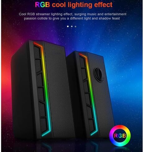 3.5 ملم Aux 2.0 ستيريو موسيقى محيطة RGB سماعات الألعاب ساوند بار للكمبيوتر المكتبي ومكبرات الصوت in Kuwait