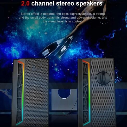 3.5 ملم Aux 2.0 ستيريو موسيقى محيطة RGB سماعات الألعاب ساوند بار للكمبيوتر المكتبي ومكبرات الصوت in Kuwait