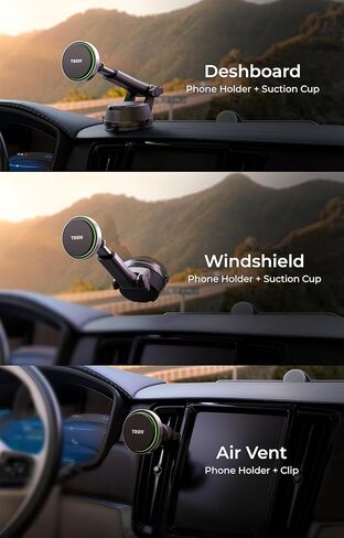 TRON Qi2 Ice Cooling Magnetic Wireless Car Charger Mount, 25W Fast Charging with Cooling Fan, MagSafe Compatible for iPhone & Android, 8-Inch Dashboard Arm Length, 43W Car Adapter, 60W Cable, in Kuwait