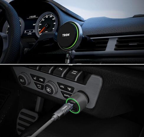 TRON Qi2 Ice Cooling Magnetic Wireless Car Charger Mount, 25W Fast Charging with Cooling Fan, MagSafe Compatible for iPhone & Android, 8-Inch Dashboard Arm Length, 43W Car Adapter, 60W Cable, in Kuwait