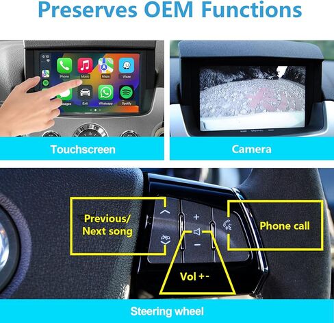 واجهة CarPlay اللاسلكية وAndroid Auto المتوافقة مع مجموعة Cadillac CTS 2009-2013 التحديثية، تدعم الكاميرا الأصلية، عجلة القيادة، صوت AUX وميكروفون، تحافظ على جميع وظائف راديو OEM in Kuwait
