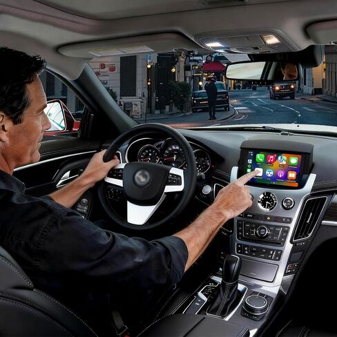 واجهة CarPlay اللاسلكية وAndroid Auto المتوافقة مع مجموعة Cadillac CTS 2009-2013 التحديثية، تدعم الكاميرا الأصلية، عجلة القيادة، صوت AUX وميكروفون، تحافظ على جميع وظائف راديو OEM in Kuwait