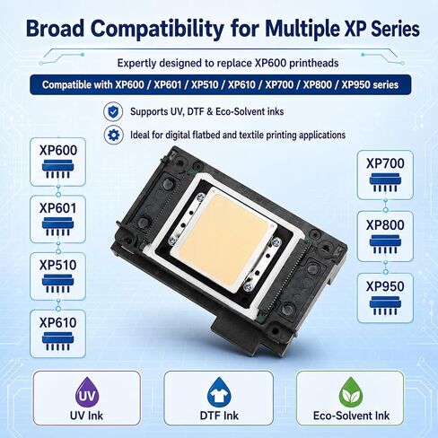XP600 Printhead Replacement for UV DTF Printers, High-Precision 6 Color Print Head for XP600 XP601 XP510, Smooth Ink Flow & Anti-Clogging Nozzle, with 2 PCS 29 Pins Data Cable in Kuwait