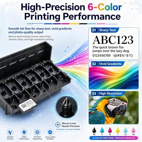 XP600 Printhead Replacement for UV DTF Printers, High-Precision 6 Color Print Head for XP600 XP601 XP510, Smooth Ink Flow & Anti-Clogging Nozzle, with 2 PCS 29 Pins Data Cable in Kuwait