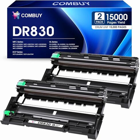 DR830 Drum 2 Pack (وليس حبر) بديل لوحدة الطبل Brother DR830 Drum DR-830 ​​TN830 TN-830 تستخدم مع طابعة HL-L2460DW DCP-L2640DW HL-L2480DW HL-L2400D HL-L2405W MFC-L2820DW in Kuwait