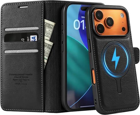 Magnetic for iPhone 17 Pro Wallet Case with Card Holder for Women and Men,RFID Blocking Credit Slots Detachable Leather Wallet Flip Folio Phone Cover for iPhone 17 Pro 6.3".Black in Kuwait