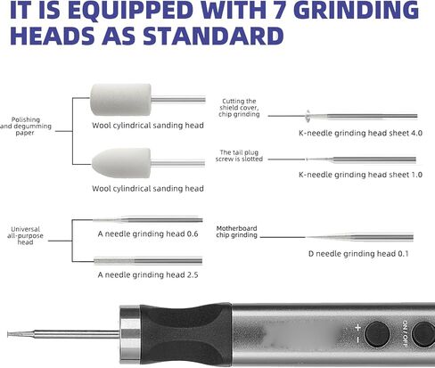 Cordless Rotating Tool, 5 Speed Electric Grinder Kit with 7 Accessories and Type C Charging, for Polishing Cutting Grinding Cell Phone Tablet Laptop PCB Circuit Board Repair in Kuwait