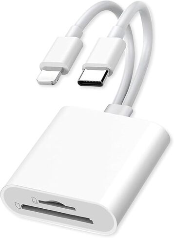 قارئ بطاقات SD USB C لأجهزة iPhone وiPad ومحول بطاقة SD للكاميرا الرقمية وقارئ بطاقات الذاكرة ذو الواجهة المزدوجة، لا يتطلب تطبيقًا in Kuwait