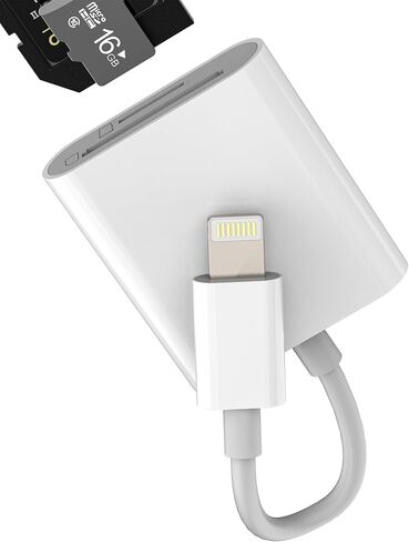 قارئ بطاقات Lightning SD Micro SD (عبوة من قطعتين) لمحول iPhone 14 13 Pro Max محول ذاكرة TF بفتحة مزدوجة ومحول معتمد من MFI لمحول iPad وملحقات نقل الصور دونجل محرك الكاميرا الرقمية in Kuwait