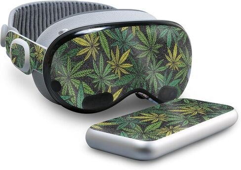Glossy Glitter Skin Compatible with Apple Vision Pro - Cannabis Culture - Premium 3M Vinyl Protective Wrap Decal Cover - Easy to Apply | Crafted in The USA by MightySkins in Kuwait
