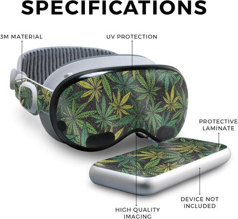 Glossy Glitter Skin Compatible with Apple Vision Pro - Cannabis Culture - Premium 3M Vinyl Protective Wrap Decal Cover - Easy to Apply | Crafted in The USA by MightySkins in Kuwait