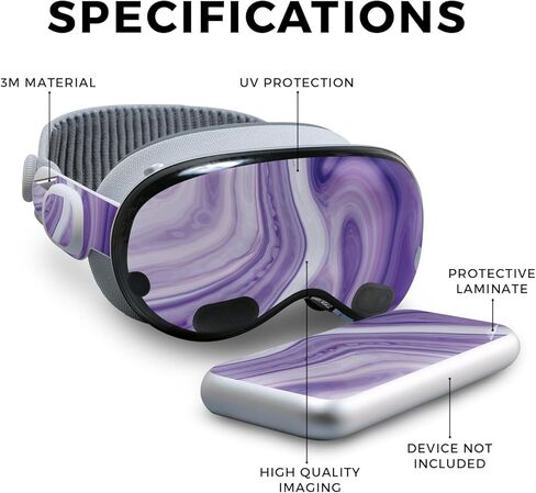 Skin Compatible with Apple Vision Pro - Lavendar Acrylic - Premium 3M Vinyl Protective Wrap Decal Cover - Easy to Apply | Crafted in The USA by MightySkins in Kuwait