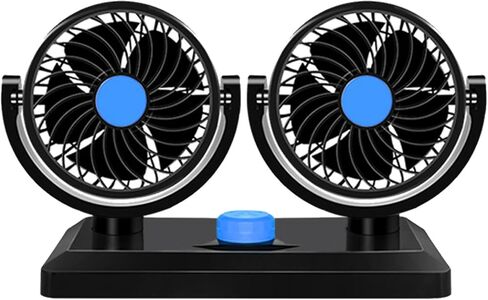 SUNGOOYUE Dual Head USB Fan for Car, 360 Degree Rotatable Portable Dashboard Fan with Super Quiet Performance, for RV Truck Office Vehicle Cooling in Kuwait
